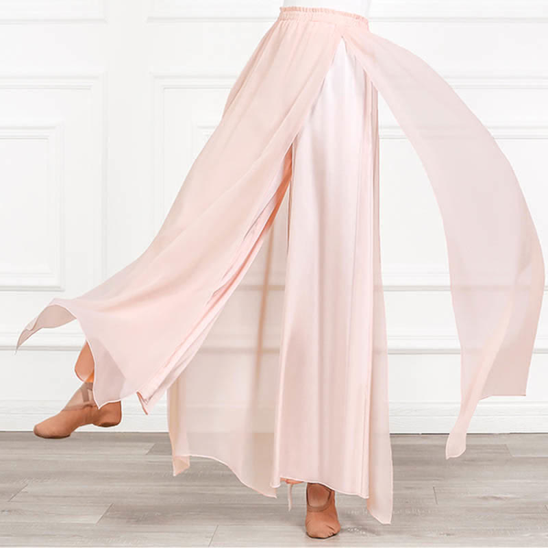 Flowy Chiffon Split Wide Leg Pants modakawa