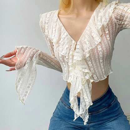 Lightweight Ruffle Lace Top SpreePicky