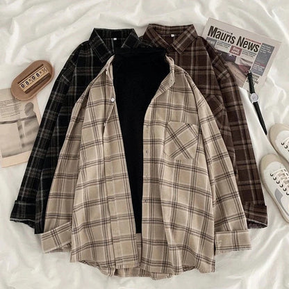 Retro Aesthetic Plaid Shirt Boogzel Clothing