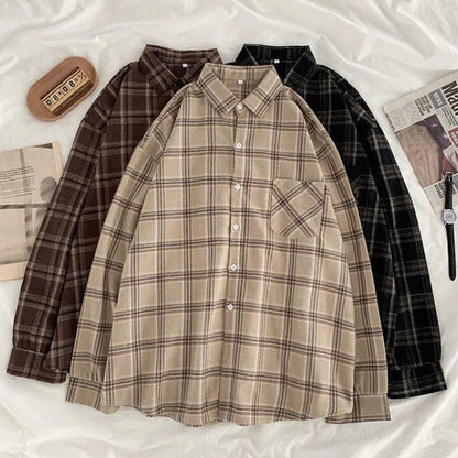 Retro Aesthetic Plaid Shirt Boogzel Clothing