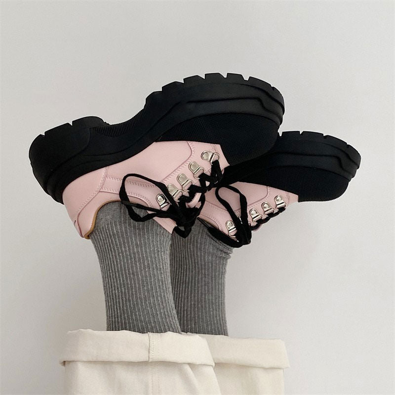 Pink Platform Chunky Boots Boogzel Clothing