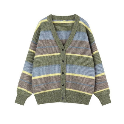 Autumn Aesthetic Striped Cardigan Boogzel Clothing