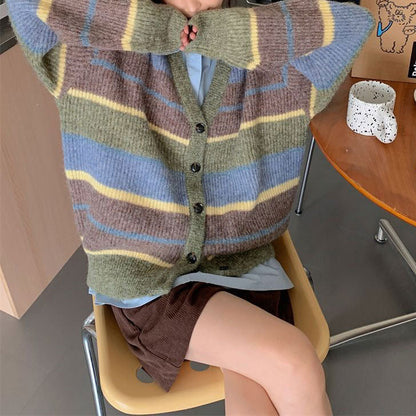 Autumn Aesthetic Striped Cardigan Boogzel Clothing