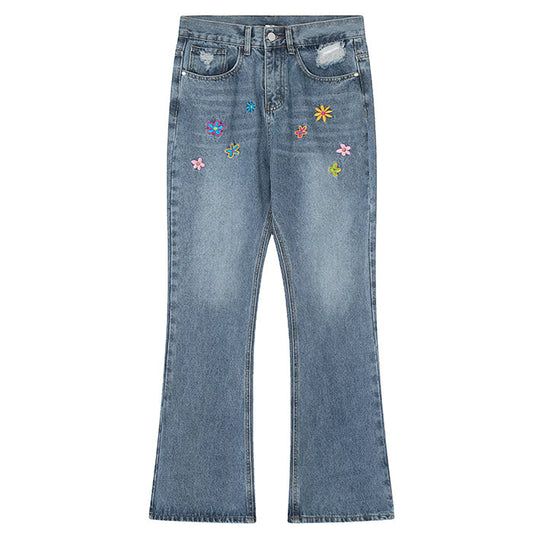 Flower Embroidery Jeans Boogzel Clothing