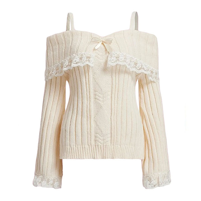 Elegant Knit Lace Sweater SpreePicky