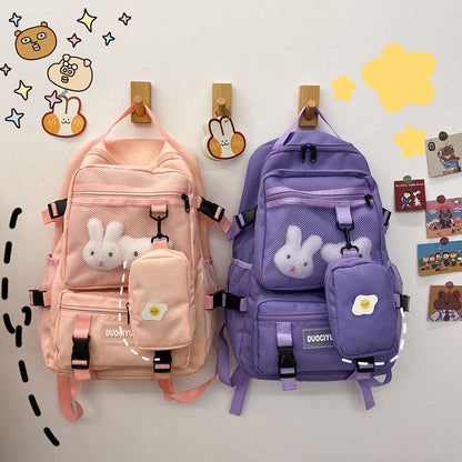 Cartoon Bunny Pattern Backpack with Mini Bag modakawa