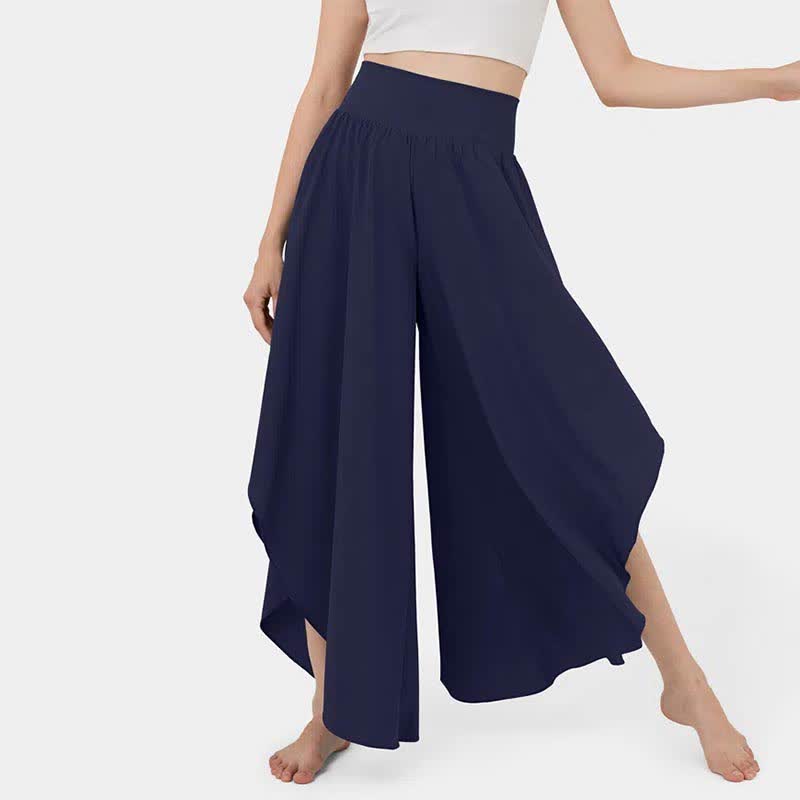 Irregular High Waist Flowy Wide Leg Casual Pants modakawa