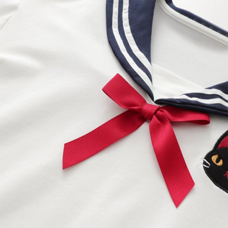 College Style Sailor Collar Bow Shirt Modakawa