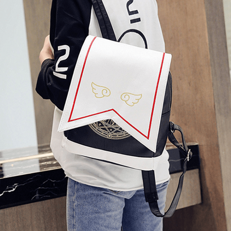 Wing Embroidery School Bags Cartoon Modakawa