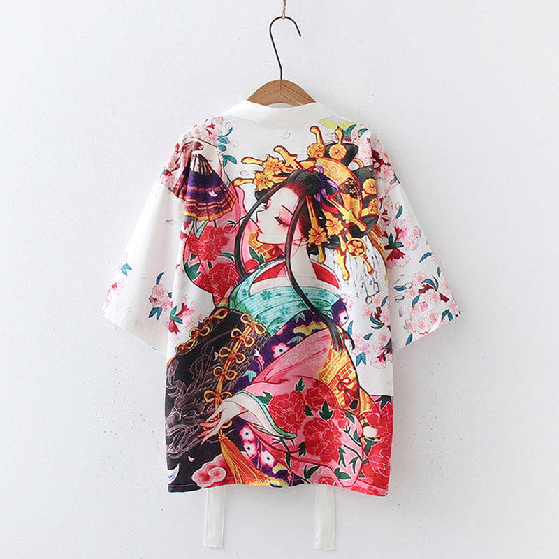 Anime Girl Vintage Kimono Outerwear Modakawa