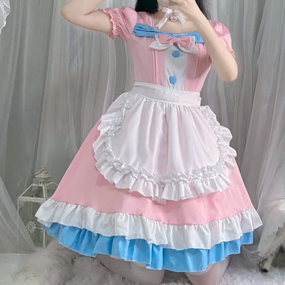 Lolita Bow Knot Ruffled Maid Dress Modakawa