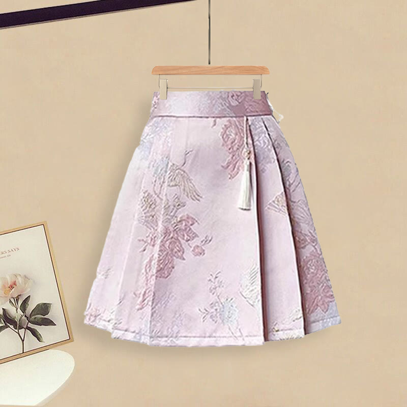 Sweet Print T-Shirt High Waist Pleated Skirt modakawa