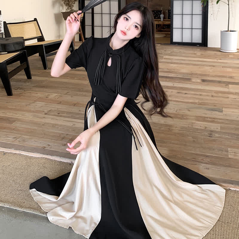 Elegant Hollow Out Split A-line Cheongsam Dress modakawa