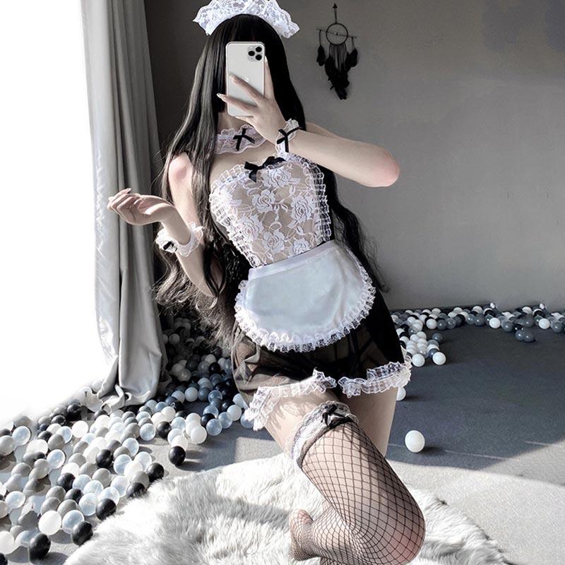 Kawaii Black Sexy Maid Lingerie Dress Modakawa