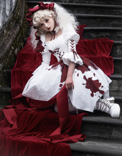 Halloween Gothic Lolita Blood Stained Lolita Dress Sing a lullaby for you