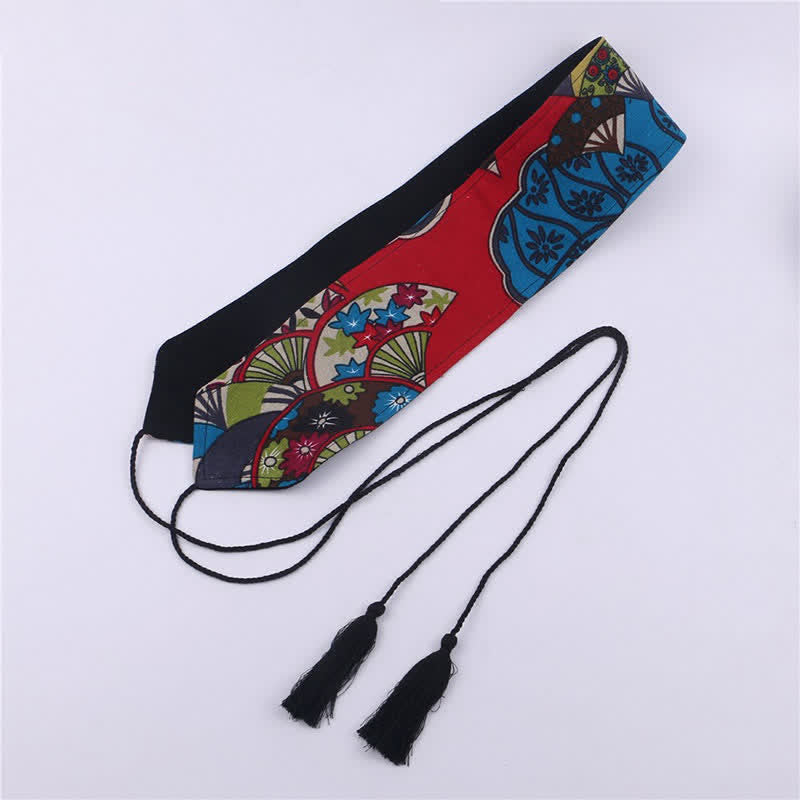 Vintage Print Tassel Lace Up Hanfu Waistband modakawa