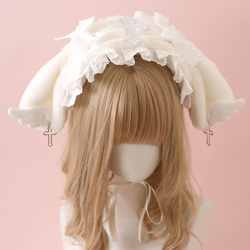 Sweet Bowknot Cross Decor Lolita Plush Hat modakawa