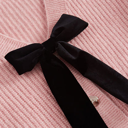 Pink Bow Knot Knit Cardigan Sweater Irregular Suspender Dress modakawa