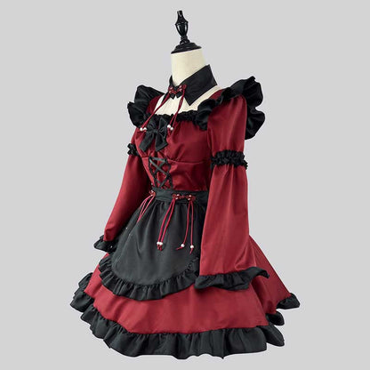 Red Black Maid Gothic Devil Lolita Dress modakawa