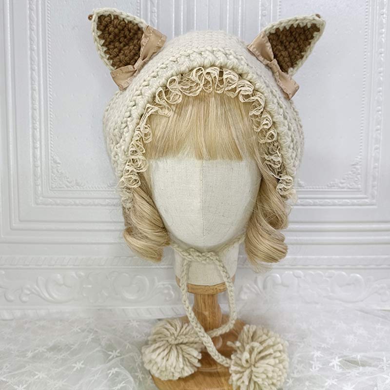 Cute Cat Ears Lace Lolita Hat Warm modakawa