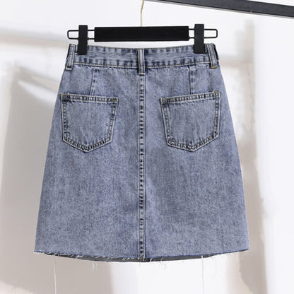 Embroidery Loose Laple T-Shirt Denim Skirt modakawa