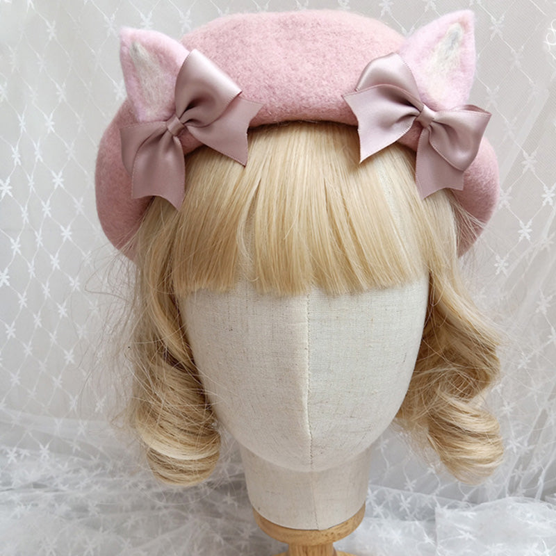 Cute Woolen Bow Beret Warm modakawa