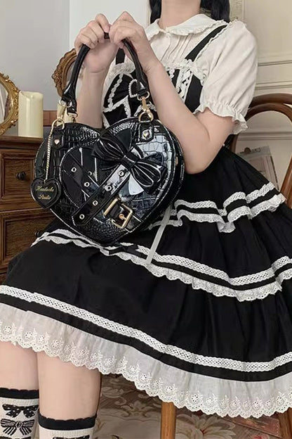 Lolita Heart Shaped Bowknot Buckle Bag SpreePicky