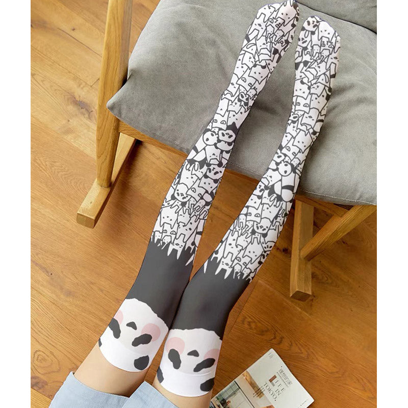 Cute Panda Pattern Print Lolita Stockings Modakawa