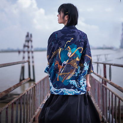 Anime Sea Print Loose Cardigan Kimono Outerwear modakawa