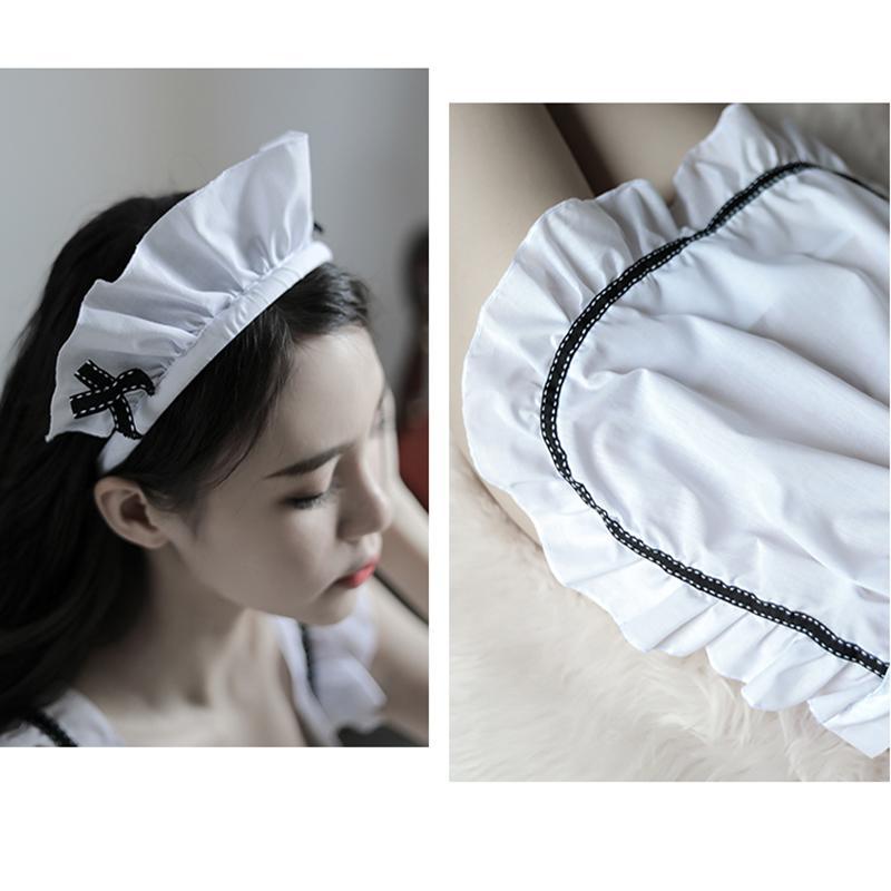 White Maid Ruffle Bow Stockings Lingerie Modakawa