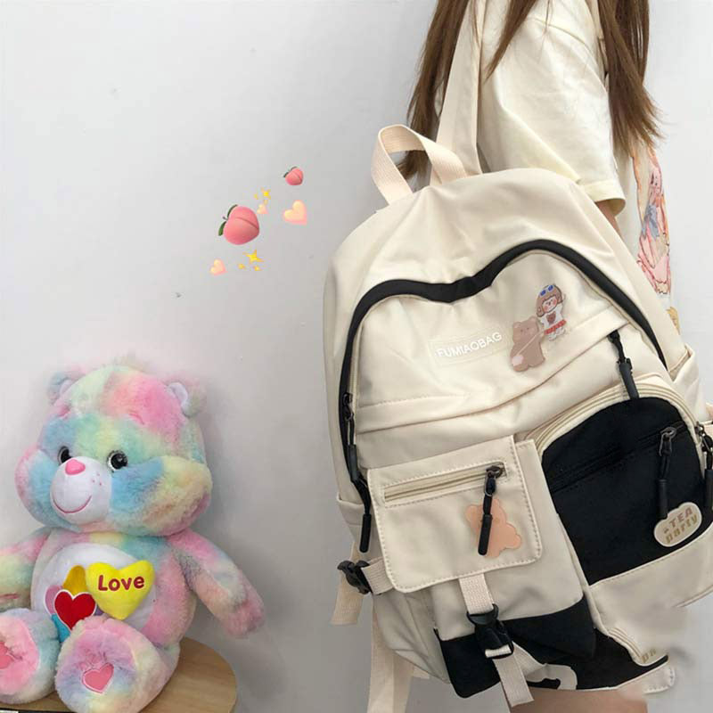 Stylish Color Block College Style Backpack Modakawa