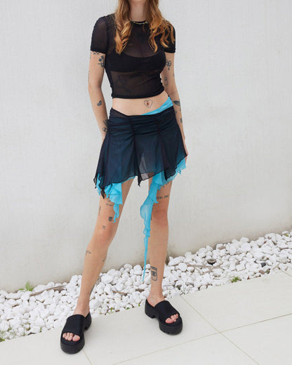 Asymmetric Ruffled Mini Skirt SpreePicky