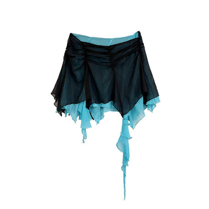 Asymmetric Ruffled Mini Skirt SpreePicky