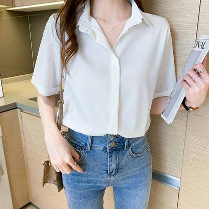 Casual Polo Collar Cuffed Sleeve Shirt Modakawa