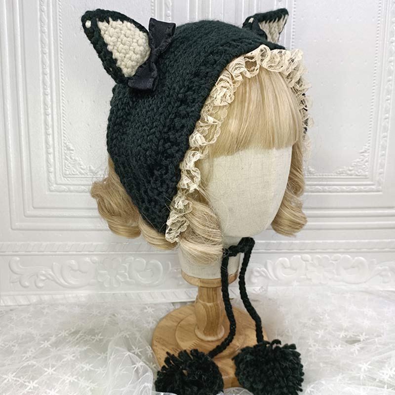 Cute Cat Ears Lace Lolita Hat Warm modakawa