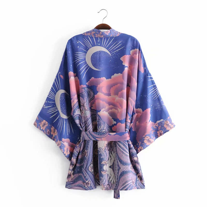 Vintage Moon Floral Print Cardigan Outerwear modakawa