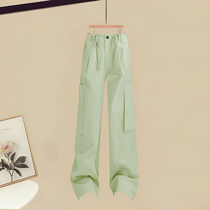 Irregular Letter T-Shirt Pure Color Cargo Pants