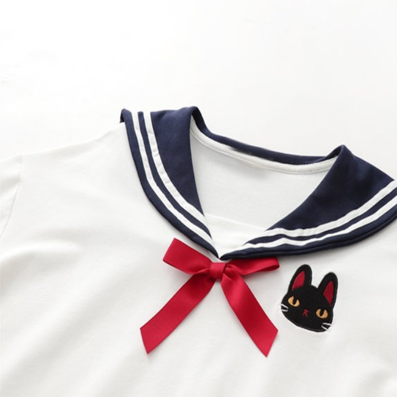 College Style Sailor Collar Bow Shirt Modakawa