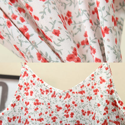 Floral Print Chiffon V-neck Cami Top modakawa