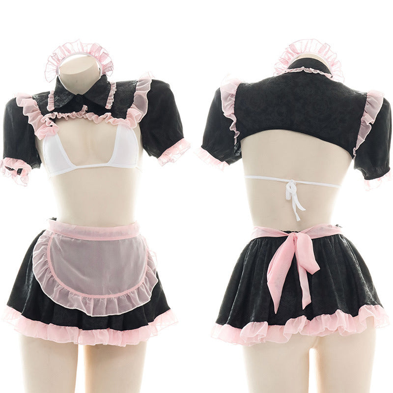 Cute Pink Lace Maid Lingerie Set modakawa