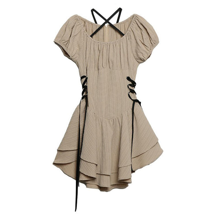 Beige Charming Mini Dress SpreePicky