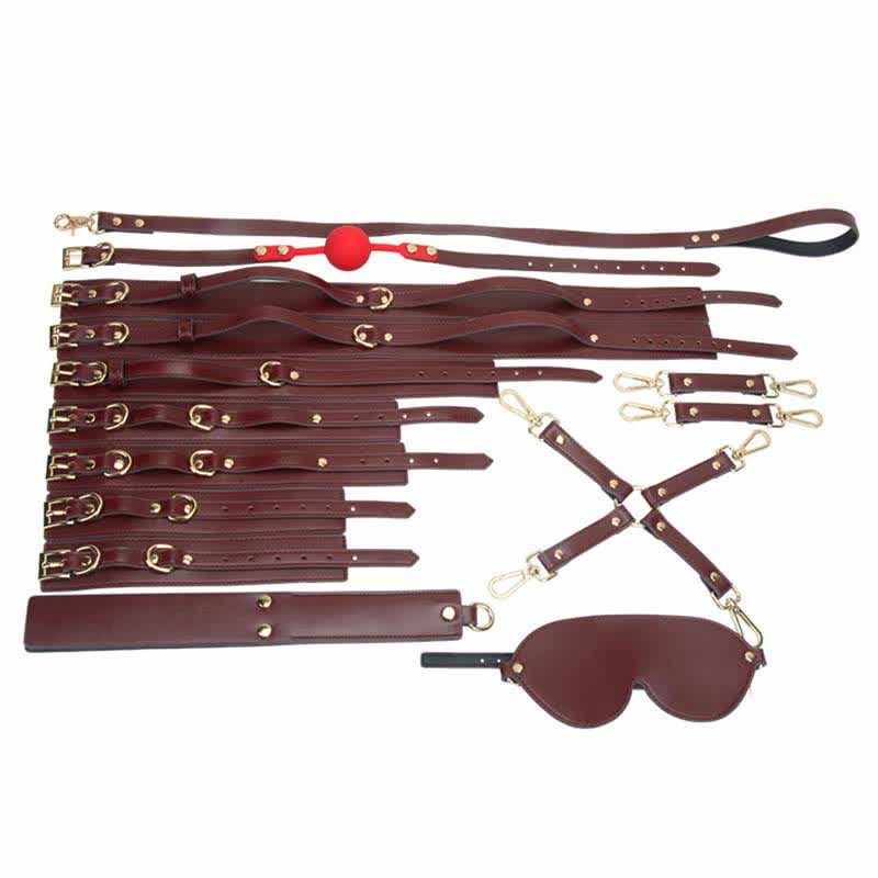 Red Leather Maid Cosplay Accessories 9 Pieces Set Modakawa