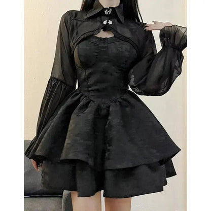 Kawaii Aesthetic Y2K Cute Fairy Black Coquette Lolita Dress MK Kawaii Store