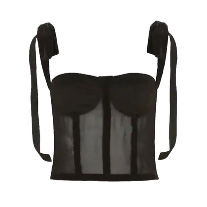 Black Chic Bow Corset Top SpreePicky