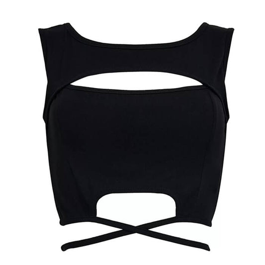 Black Cutout Crop Top SpreePicky