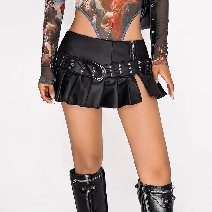 Y2K Black Leather Micro Skirt Boogzel Clothing