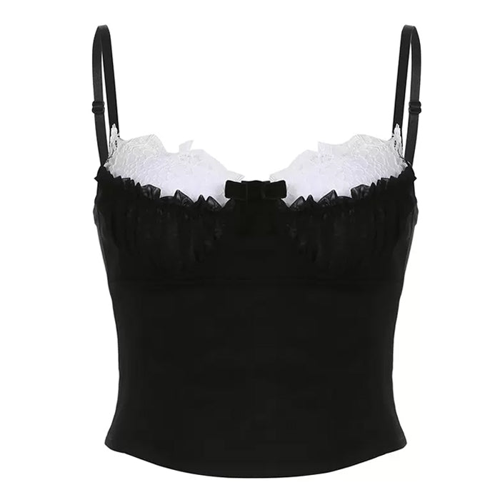 Classic Lace Ruched Bust Cami Top SpreePicky