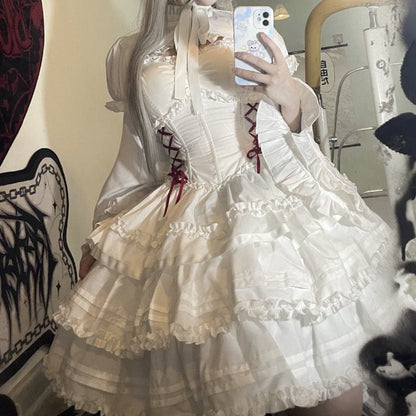 Bloody Ghost Anna Queen Lolita White Dress Red ON787