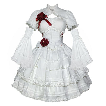 Bloody Ghost Anna Queen Lolita White Dress Red ON787 -