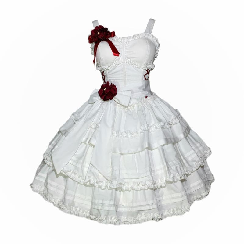 Bloody Ghost Anna Queen Lolita White Dress Red ON787 - dress
